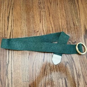 Hunter Green Raffia Belt